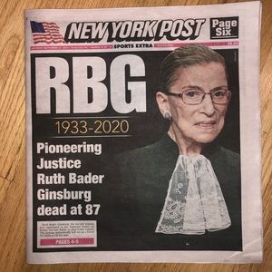 New York Post Ruth Bader Ginsburg “RBG” Newspaper